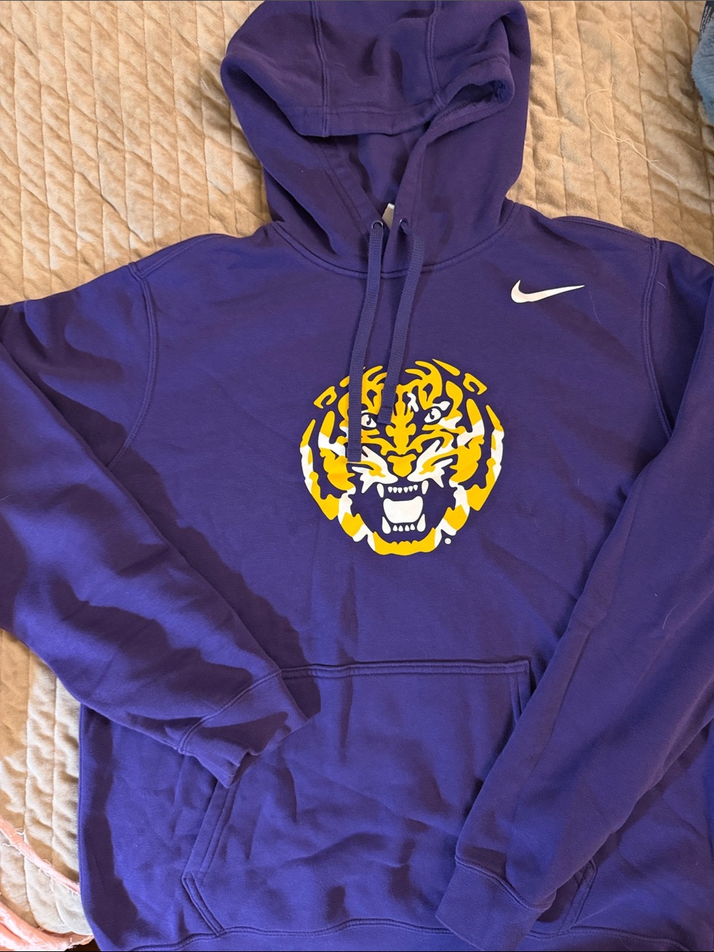 Nike LSU Purple Hoodie with Yellow Tiger Graphic